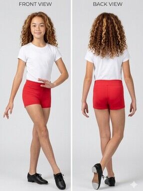 Nwt Body Wrappers Girls BWP081 Boy-Cut Dance & Gymnastics Shorts Red Sz 8 - 10